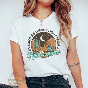 Neon Moon Graphic T-shirt, Country Western Shirt, Festival Shirt - White